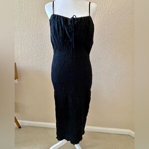 Elegant Black Ruched Sundress Dress